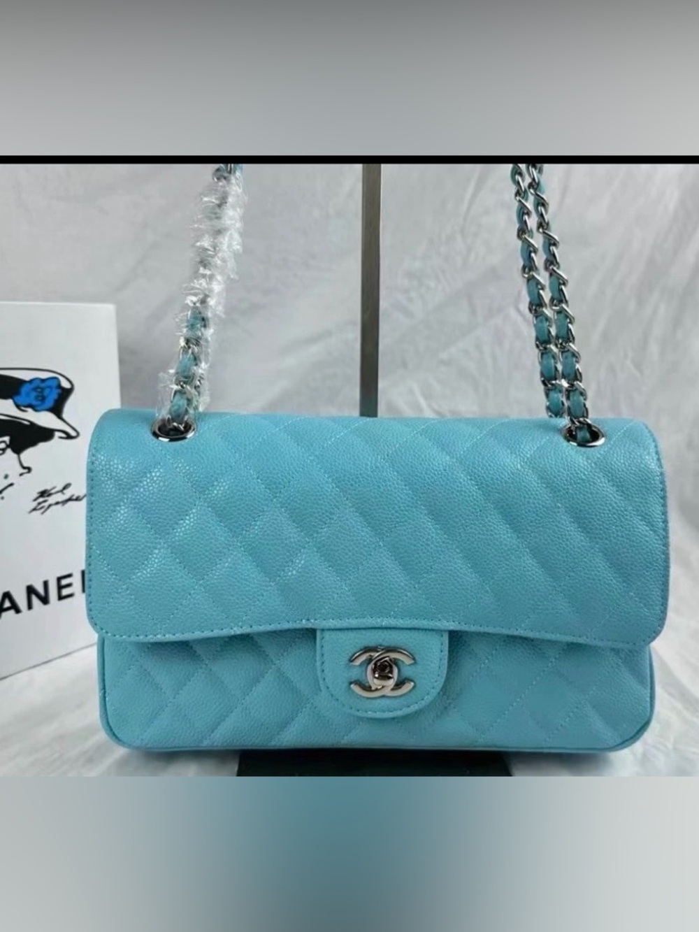 Quilted Double FlapLeather Shoulder Bag